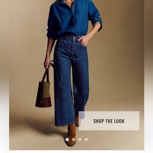 Sezane Dark Blue High-Rise Wide-Leg Jeans